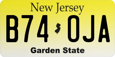 NJ license plate B74OJA