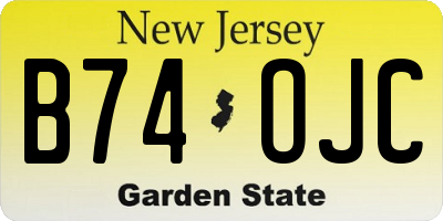 NJ license plate B74OJC