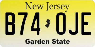 NJ license plate B74OJE