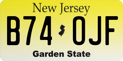 NJ license plate B74OJF