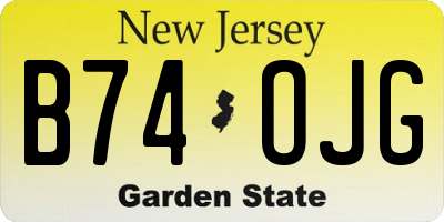 NJ license plate B74OJG