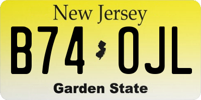 NJ license plate B74OJL