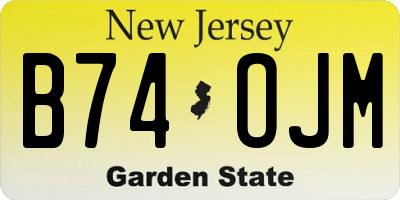 NJ license plate B74OJM