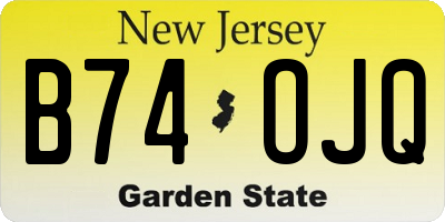NJ license plate B74OJQ