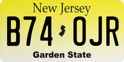 NJ license plate B74OJR