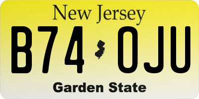 NJ license plate B74OJU