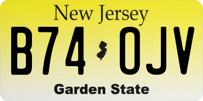 NJ license plate B74OJV