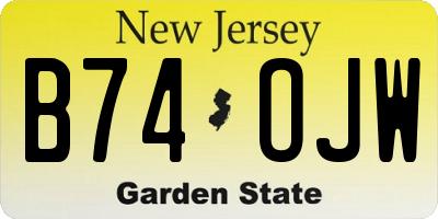 NJ license plate B74OJW