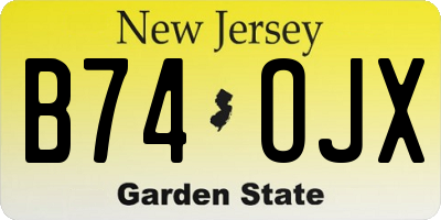 NJ license plate B74OJX