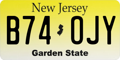 NJ license plate B74OJY