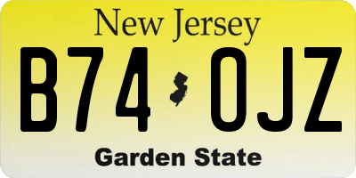NJ license plate B74OJZ