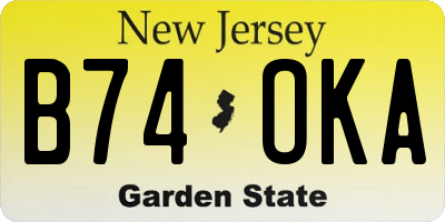 NJ license plate B74OKA