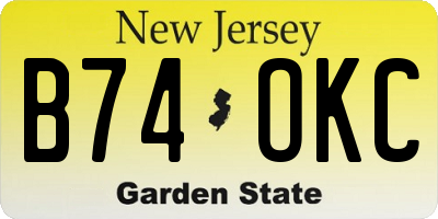 NJ license plate B74OKC