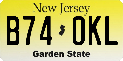 NJ license plate B74OKL