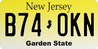 NJ license plate B74OKN