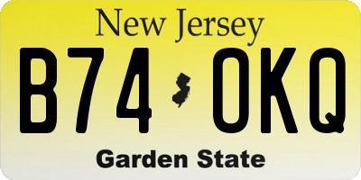 NJ license plate B74OKQ
