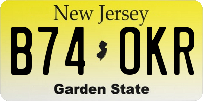 NJ license plate B74OKR
