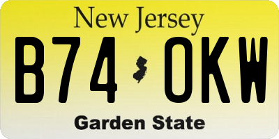 NJ license plate B74OKW