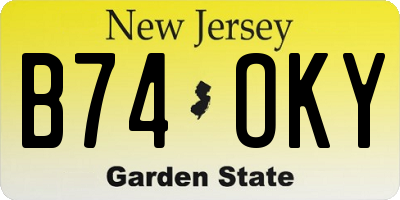NJ license plate B74OKY