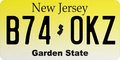 NJ license plate B74OKZ