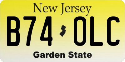 NJ license plate B74OLC