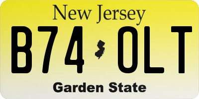 NJ license plate B74OLT