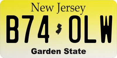 NJ license plate B74OLW