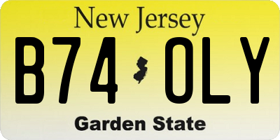 NJ license plate B74OLY
