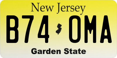NJ license plate B74OMA