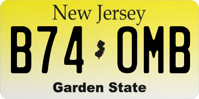 NJ license plate B74OMB