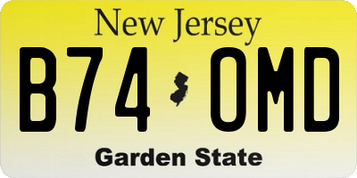 NJ license plate B74OMD