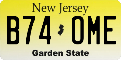 NJ license plate B74OME