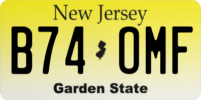 NJ license plate B74OMF