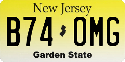 NJ license plate B74OMG