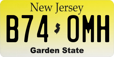 NJ license plate B74OMH
