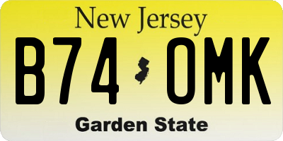 NJ license plate B74OMK