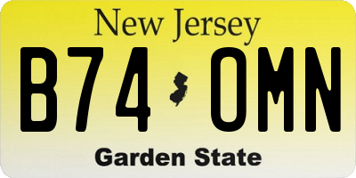 NJ license plate B74OMN