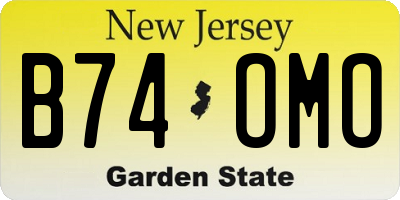 NJ license plate B74OMO