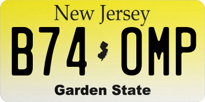 NJ license plate B74OMP