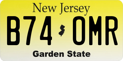 NJ license plate B74OMR