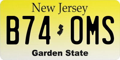 NJ license plate B74OMS