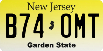 NJ license plate B74OMT