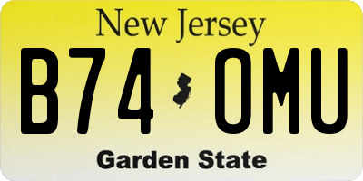 NJ license plate B74OMU