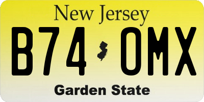 NJ license plate B74OMX