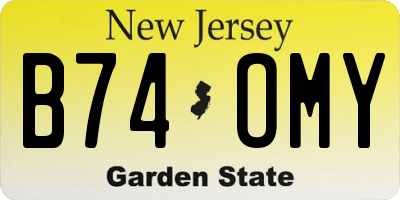 NJ license plate B74OMY