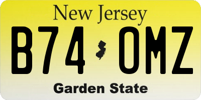NJ license plate B74OMZ