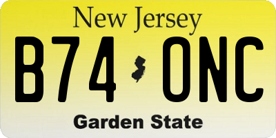 NJ license plate B74ONC