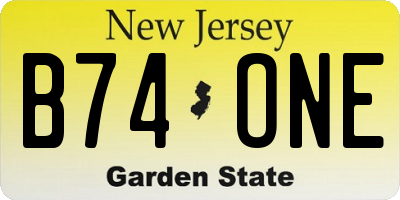 NJ license plate B74ONE