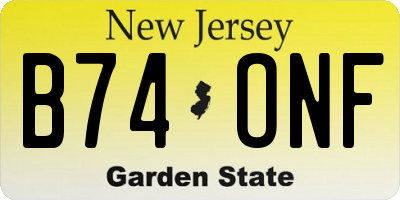 NJ license plate B74ONF