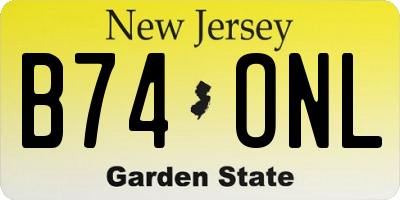 NJ license plate B74ONL